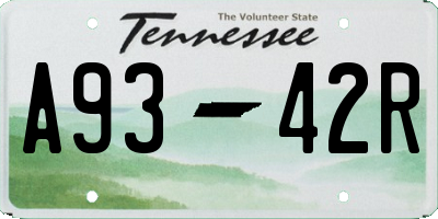 TN license plate A9342R