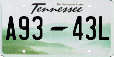 TN license plate A9343L