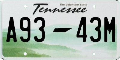 TN license plate A9343M