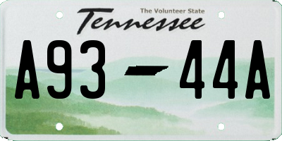 TN license plate A9344A