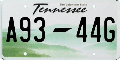 TN license plate A9344G