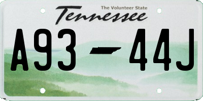 TN license plate A9344J