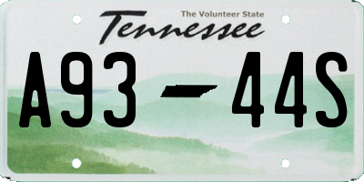 TN license plate A9344S