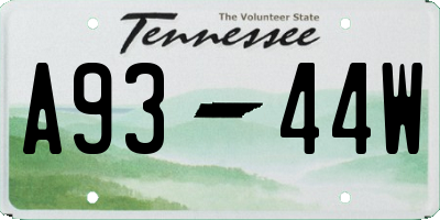 TN license plate A9344W