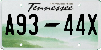 TN license plate A9344X