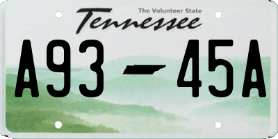 TN license plate A9345A