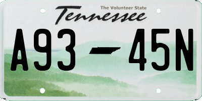 TN license plate A9345N