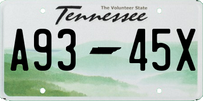 TN license plate A9345X