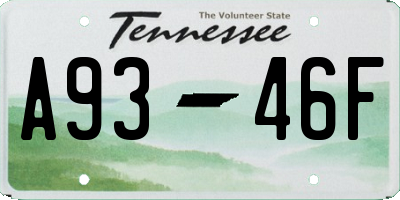 TN license plate A9346F
