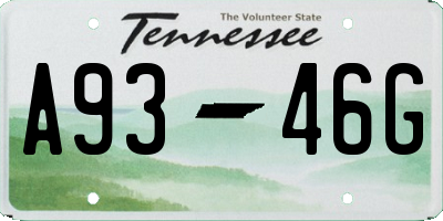 TN license plate A9346G