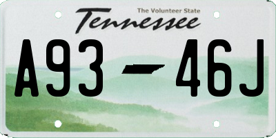 TN license plate A9346J