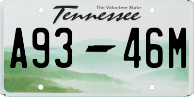 TN license plate A9346M