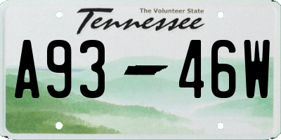 TN license plate A9346W
