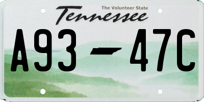 TN license plate A9347C