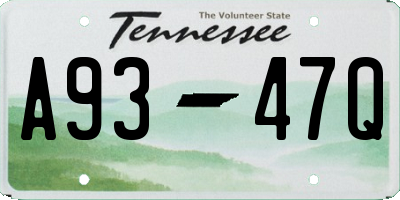 TN license plate A9347Q