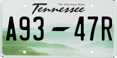 TN license plate A9347R