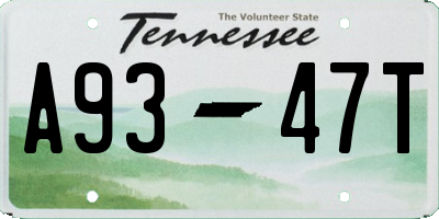 TN license plate A9347T