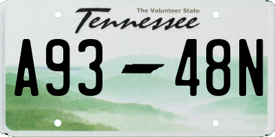TN license plate A9348N