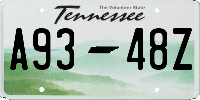 TN license plate A9348Z