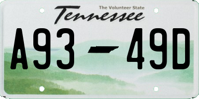 TN license plate A9349D