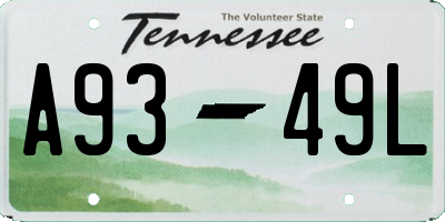 TN license plate A9349L