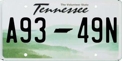 TN license plate A9349N