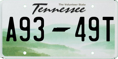TN license plate A9349T