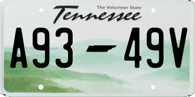 TN license plate A9349V