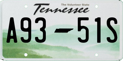 TN license plate A9351S