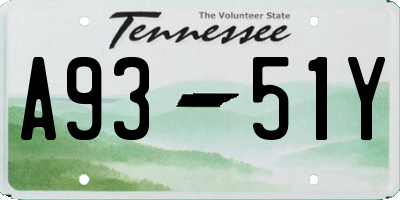 TN license plate A9351Y