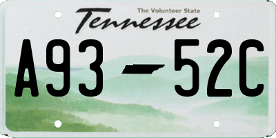 TN license plate A9352C