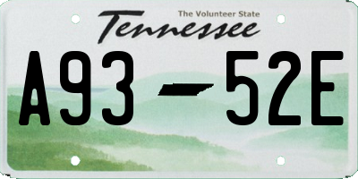 TN license plate A9352E