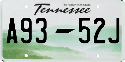 TN license plate A9352J