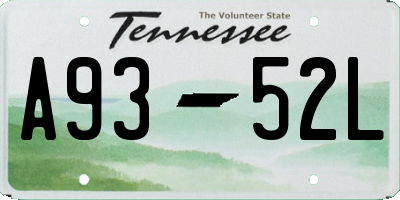 TN license plate A9352L