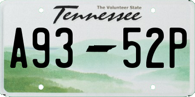TN license plate A9352P