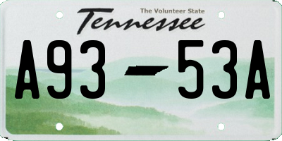 TN license plate A9353A