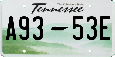 TN license plate A9353E