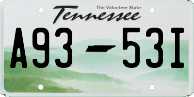 TN license plate A9353I