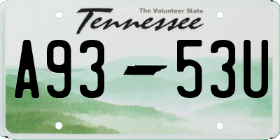 TN license plate A9353U