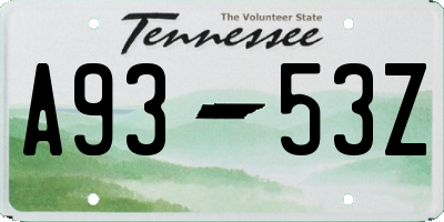 TN license plate A9353Z