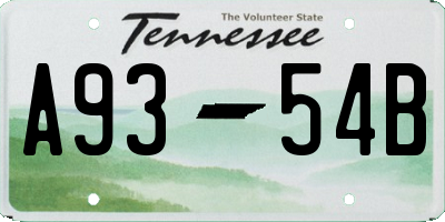 TN license plate A9354B