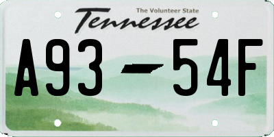 TN license plate A9354F