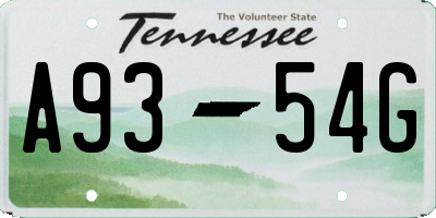 TN license plate A9354G