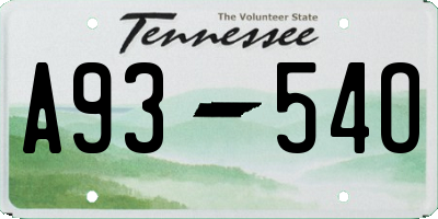 TN license plate A9354O