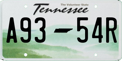 TN license plate A9354R
