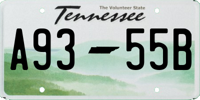 TN license plate A9355B