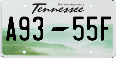 TN license plate A9355F