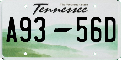 TN license plate A9356D