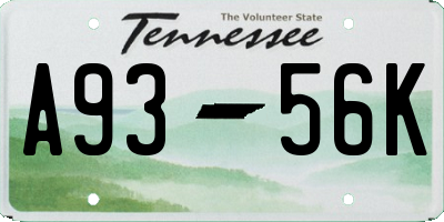 TN license plate A9356K