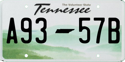 TN license plate A9357B